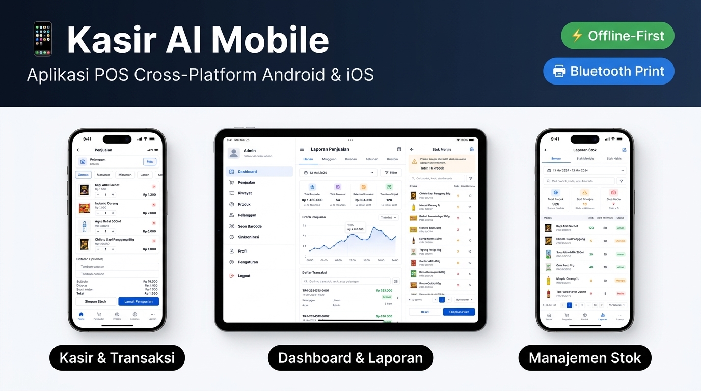 Kasir AI Mobile — Aplikasi POS Lengkap untuk Android & iOS